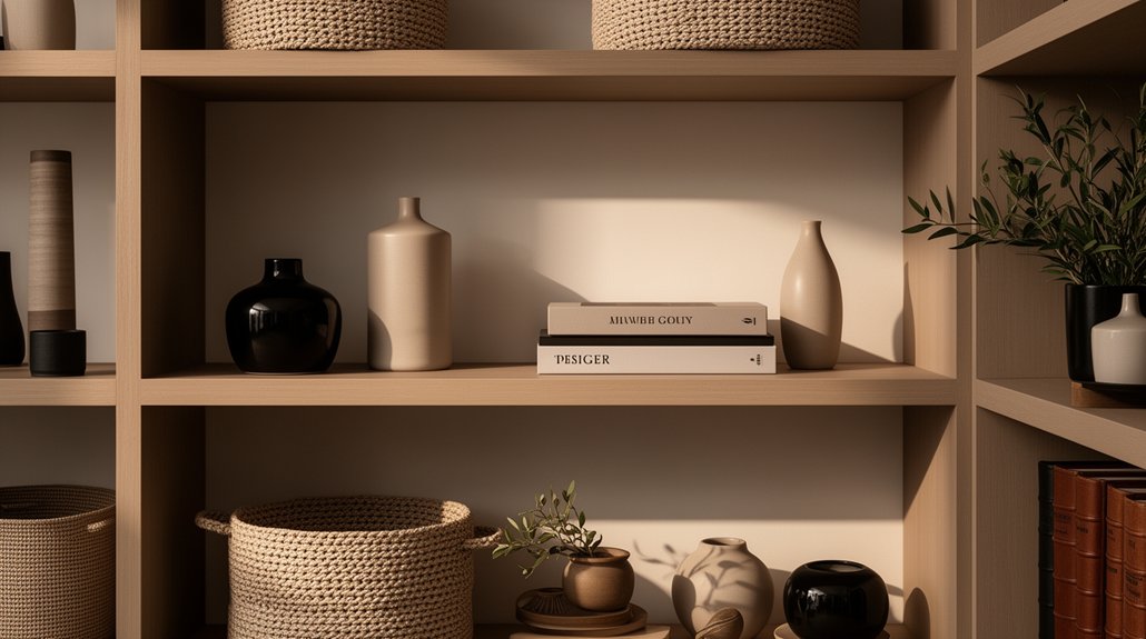 organize and decorate shelves