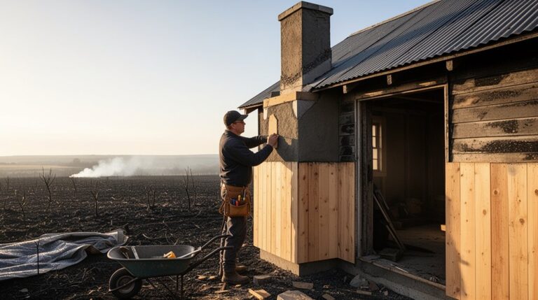 rebuilding fire damaged rural home